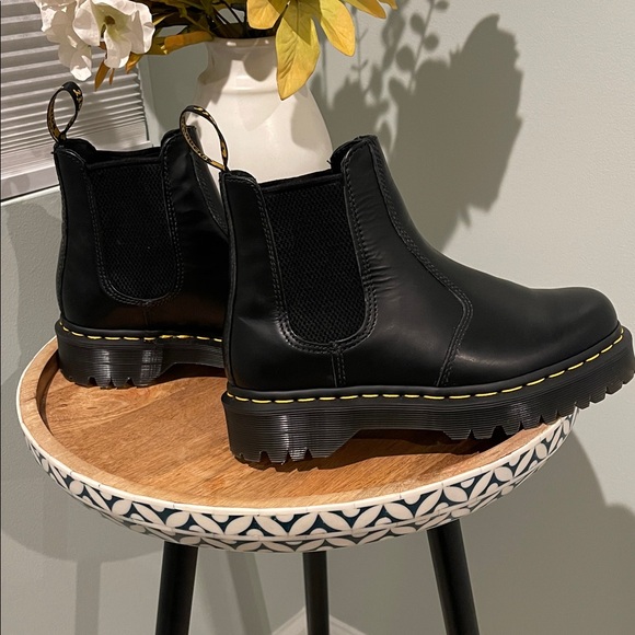 Dr. Martens Black Leather Boots with Yellow Stitching - Picture 4 of 8